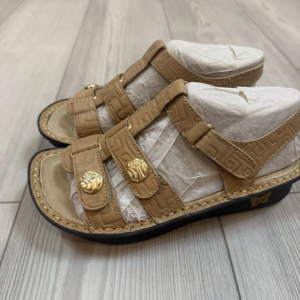 NEW Alegria Kleo Basically Amazing Tan Leather Wedge Sandals KLE-876 Womens 36 6